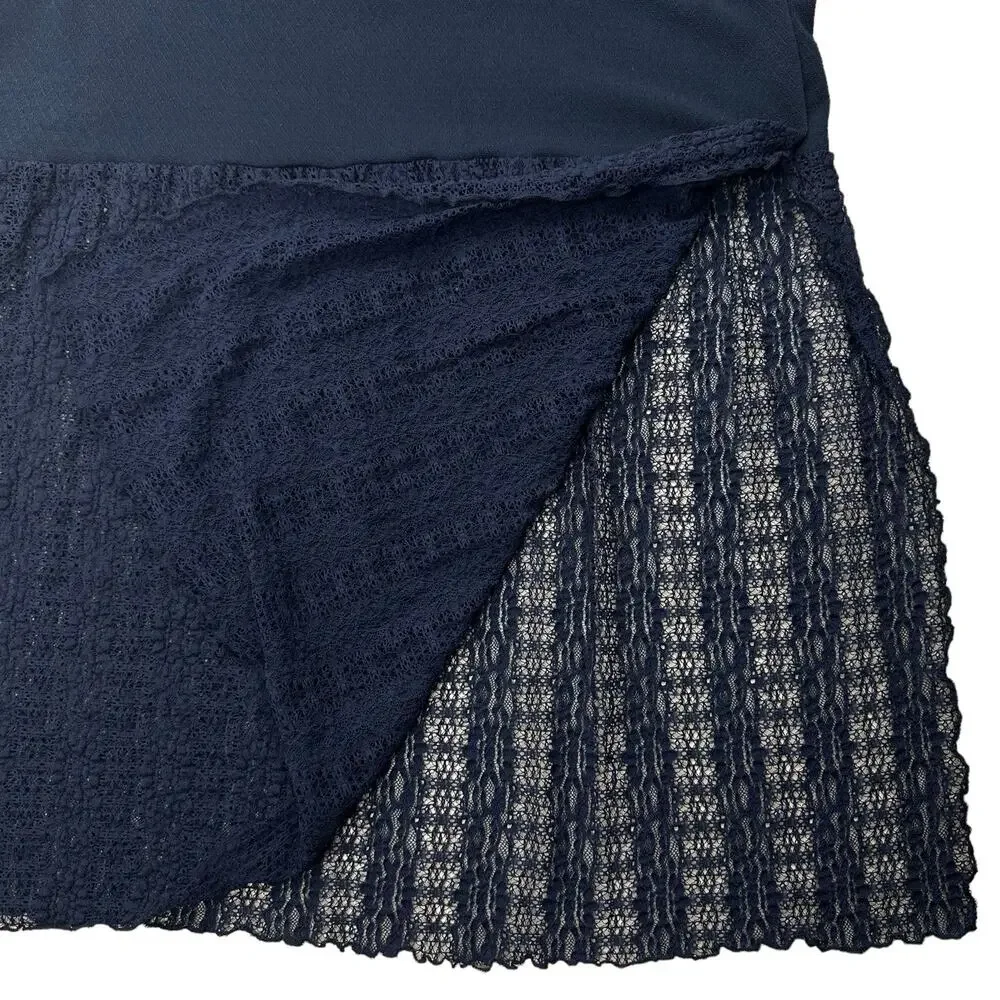 Free People Crushed Velvet Sheer Lace Blue Maxi Dress Large Fairy Witchy Gothic - Picture 10 of 16